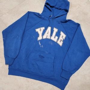 VTG 70s 80s Yale University Mens L Large DISTRESSED Hoodie Sweatshirt USA Made‎